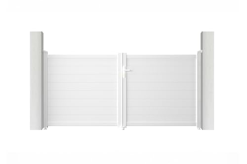 Casanoov Doppelflügeltor aus Aluminium 3m EIGER H.140cm weiß