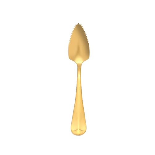 Stainless Steel Grapefruit Spoon Toothed Spoons Carted Edge Fruit Coffee Stirring Spoons Kitchen Ice Cream Dessert Spoon Stainless Steel Spoon (1pc Gold)