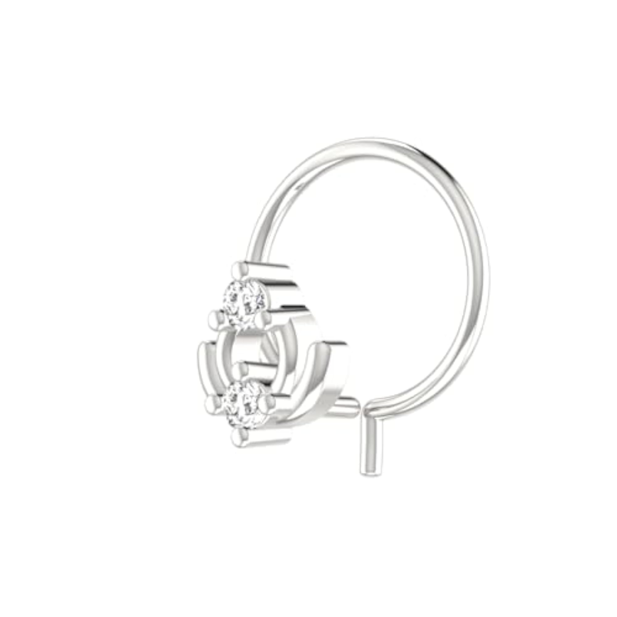Women's 9K BIS Hallmarked White Gold Stud Nosering