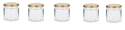 Image of AFAST Clear Glass Storage Jars with Gold Lid - 100 ml, Pack of 8, Airtight Small Containers for Spice, Masala, Pickle, Dry Fruits, Snacks, Multipurpose Kitchen Food Storage Jar,