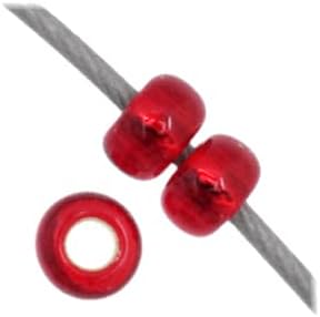 Czech Glass Seed Beads 11/0 (2.1mm Diameter) Silver Lined Medium Red DIY Jewelry Making Beadss - 250g Bulk Bag by Preciosa (Jablonex)
