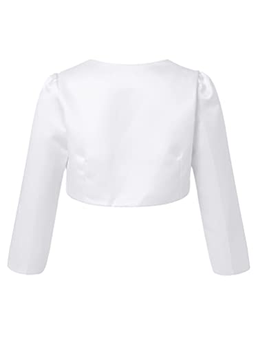 TiaoBug Kids Flower Girl Dress Coat Cropped Jacket Girls Long Sleeve Bolero Shrugs Open Front Cardigan Sweater2