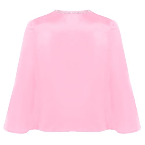 Kids Girl Satin Princess Cape Blazer Split Sleeve Open Front Wedding Jacket Coat4
