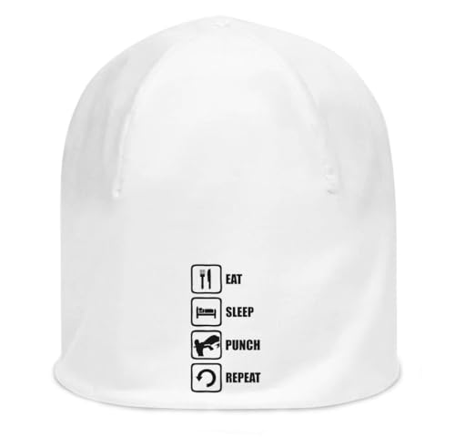 Bonnet blanc Eat Sleep Punch Repeat : fini les bonnets trop serrés qui grattent