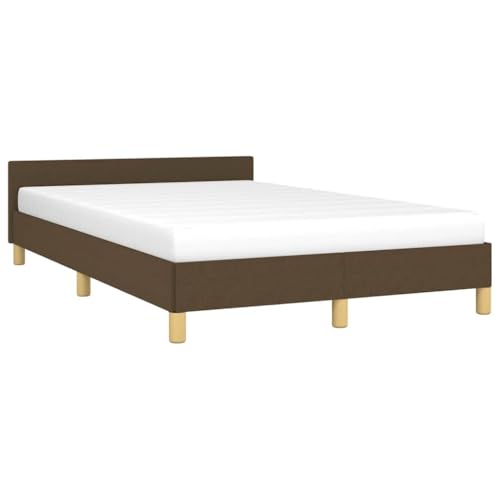vidaXL Bettgestell mit Kopfteil, Bettrahmen mit Lattenrost, Bett Polsterbett mit Stützbeinen, Schlafzimmerbett Doppelbett, Dunkelbraun 120x200cm Stoff vidaXL Bettgestell mit Kopfteil, Bettrahmen mit Lattenrost, Bett Polsterbett mit Stützbeinen, Schlafzimmerbett Doppelbett, Dunkelbraun 120x200cm Stoff