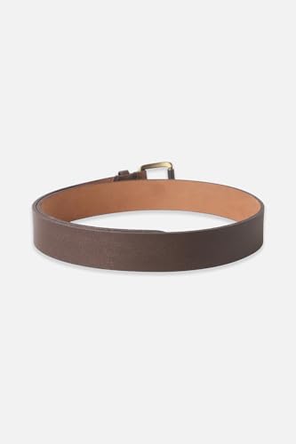 Image of Louis Philippe Men 100% Leather Brush Brass and LP Loop Buckle Casual Casual Profile Belt