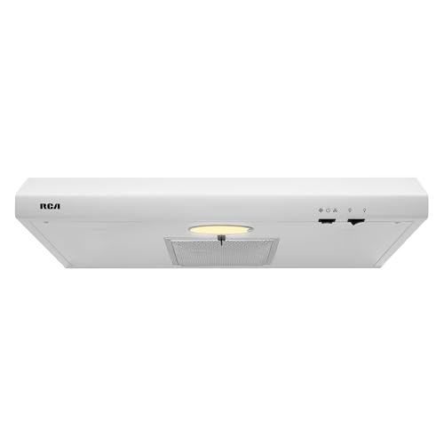 RCA R-RHUCC30SWH 30 in. Century Collection Ductless Under Cabinet Range Hood Reusable Filter Rocker Switch Light White