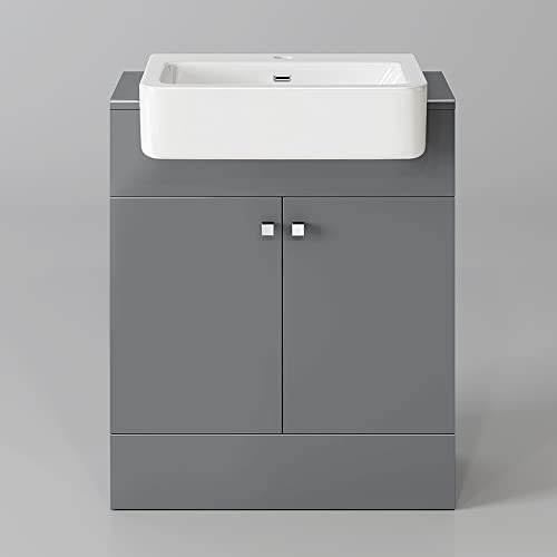 INOBA Unterschrank - Praktisch Badmöbel - Badschrank - Unterstellschrank 67 cm - Waschtisch Badunterschrank - Hochglanz Grau - Badkommode - Harper Sammlung Cover