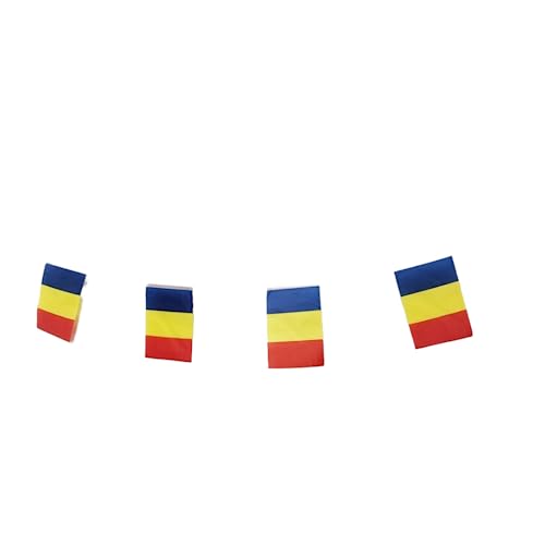 Romania Flag 40pcs Austria Flag Romania Garland 11.4M Romania Bunting Romania National Flag 14x21cm for Garden Bars Decorations (Romania)