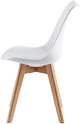 mcc direct Set of 2 Dining Chairs Wooden Legs Soft Cushion Pad Stylish DELUXE Retro Lounge Dining Office EVA (White)