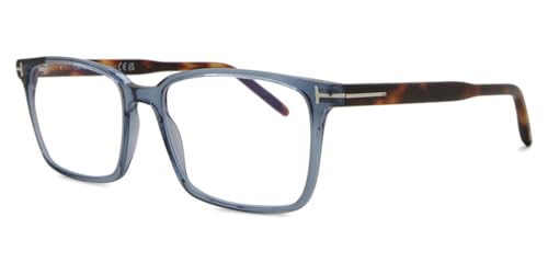 Image of Tom Ford Eyeglasses FT 5802 -B 090 Shiny Tranparent Blue, Classic Havana,t Lo