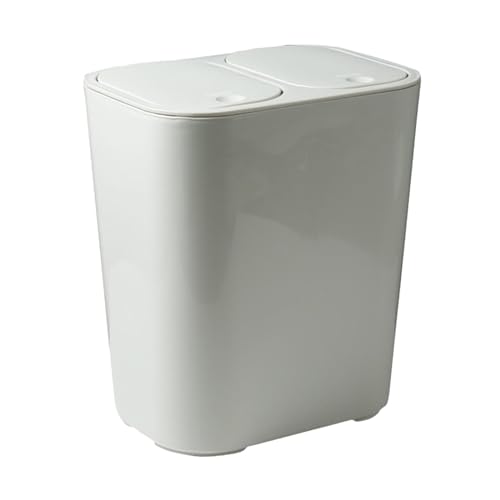 Corbeille à déchets rectangulaire blanche tri humide et sec 12L - 8