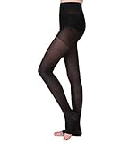 BriteLeafs Medical Compression Stockings, Sheer Pantyhose 15-20 mmHg Support, Women & Men, Open Toe (Black, XX-Large)