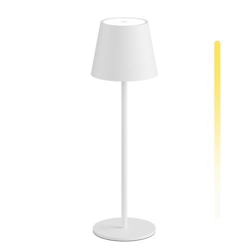 K-Bright LED Dimmbare Akku Tischlampe Kabellose, Wiederaufladbar 3000K/4000K/6000K Drei Farbtemperaturen Tischleuchte mit USB-C, IP54 Wasserdichte, Weiß K-Bright LED Dimmbare Akku Tischlampe Kabellose, Wiederaufladbar 3000K/4000K/6000K Drei Farbtemperaturen Tischleuchte mit USB-C, IP54 Wasserdichte, Weiß