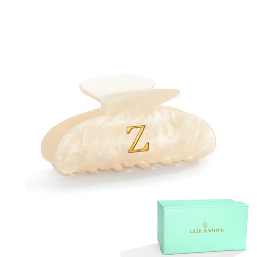 Image of LILIE&WHITE Acrylic Letter Hair Clips For Women Stylish Z Initial Hair Claw Alphabet Hair Clip Fashion Glitter Monogram Claw Clip Elegant And Durable Hair Accessory Large Hair Clips Z