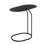 CASASELECCION Mesa Auxiliar Ovalada de Metal en Color Negro de 45x28x49 cm