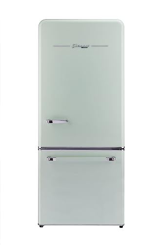Unique Appliances UGP-510L LG AC Classic Retro Electric Bottom-Mount Refrigerator, Summer Mint Green; No Frost; Adjustable Glass Shelves; 18 cu. ft; Adjustable 3-bottle Wine Rack; LED Lighting