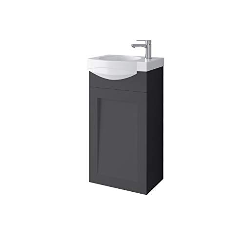 Preisvergleich Produktbild Planetmöbel Waschtischunterschrank Keramikwaschbecken Gäste WC 40cm matt (Anthrazit matt)