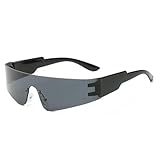 (??️ Unique Punk Style) Bold one piece sunglasses with mirrored lens, perfect for women and men. Make a fashion statement at casual outings, parties, or travel adventures.