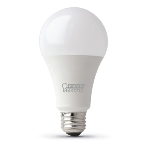 Feit Electric A19 100W Equivalent LED Light Bulbs, Dimmable, 5000k Daylight, 1600 Lumens, 22 Year Lifetime, E26 Base, CRI 90, UL Listed, Damp Rated, 2 Pack, OM100DM/950CA/2