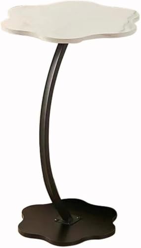 Bivoyud サイドテーブル ソファ 花型 モダン レトロ シンプル かわいい インテリア 飾り 波 小さい 寝室テーブル ベッドサイドソファ おしゃれ 一人暮らし (104-白い大理石)