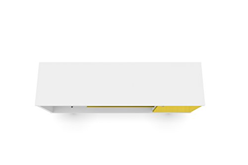 Manhattan Comfort Liberty Mid-Century Modern Living Room Tv Stand With Shelves And A Cabinet With Splayed Legs, 200Amc: 53.14 Inch, White/Yellow #TOP5