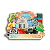 Dwutahcy 3D Wooden Fridge Magnet for Indianapolis Indiana USA City Travel Souvenirs Refrigerator Sticker Home Kitchen Decorations Gifts