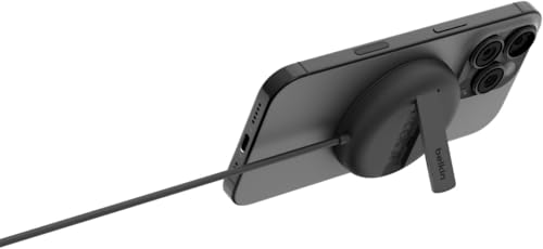 【Amazon.co.jp限定】Belkin Qi2 15W ワイヤレス充電器 MagSafe対応 マグセーフ充電器 スタンバイモード対応 iPhone17,16～12対応 マグネット式 2m USB-C コード 折りたたみ式スタンド付き ブラック WIA011fqBK-A ※Amazon.co.jp限定 壁紙ダウンロード付き