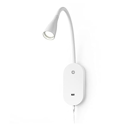 TOPMB LED Wall Mount Reading Light, Focused Bed Reading Lamp, 5 Dimming, Headboard lights, Touch Control, USB Output, Flexible Gooseneck, Simple In Appearance And Easy To Install,4000K Upgrade Version