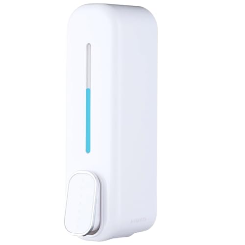 Image of Black ABS Wall Mounted Soap Dispenser: Leak-Free Hand Wash & Shampoo Bottle for Bathroom, Kitchen, Shower, Ideal Home Gadget & Organiser for Soap Dispenser in Wash Basin. (White)