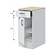 Dmora - Schrank 1 Tür mit Schublade Casnigo, Mischaufbewahrungsmodul, Küchenschrank mit Tür und Schublade, Multifunktionsmodul, 40x60 h90 cm, Weiß und Eiche