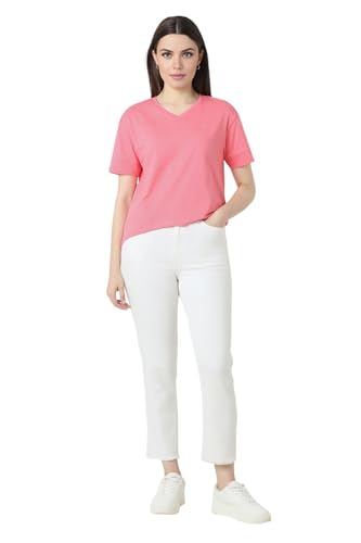 Image of Van Heusen Women's Cotton Regular Fit Half Sleeve V-Neck Casual T-Shirt
