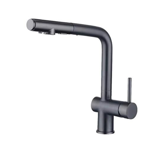 Robinet mitigeur cuisine 3 voies rotatif avec douchette pour grand évier