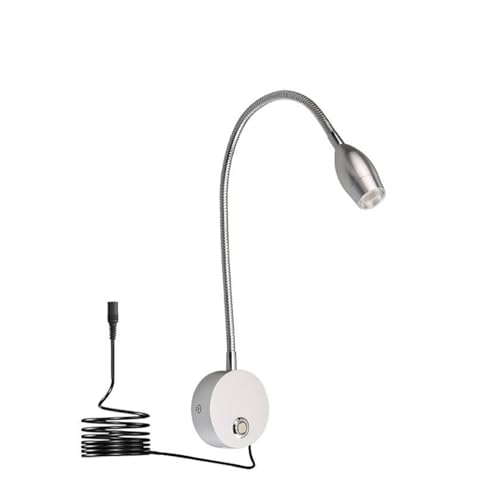 Aplique LED de lectura táctil de 3 colores con flexo plateado y puerto USB
