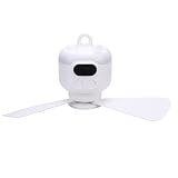 Fabater Ventilatore da Soffitto Alimentato a Batteria, Ventilatore da Campeggio Portatile Silenzioso Ricaricabile Tramite USB da 27 Cm, Sospeso Senza Fili con Luce LED Telecomando Batteria da 8000