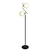 Hsyile Lighting KU300208 Modern Style Two Milky White Glass Orbs and Brass Finish Floor Lamp for Living Room,Bedroom,Office,Hotel,Light Pole and Base Black Finish