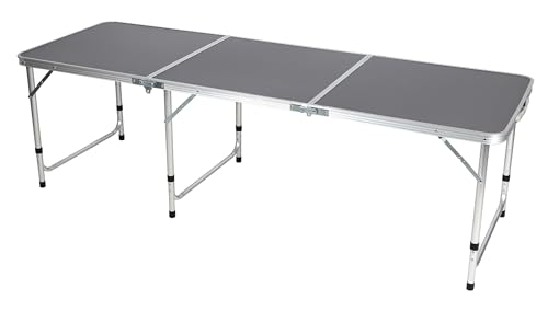 Deconation - Mesa de camping plegable de aluminio de 180 cm, tamaño maleta con asa, 6 a 8 personas