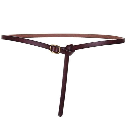 Decorative Belt Narrow Leather Belts For Women Decorative Waistband For Dress Or Skirt Or Overcoat Girdle Width 1.0 Cm for Country Concert Outfit(115cm,Coffee)