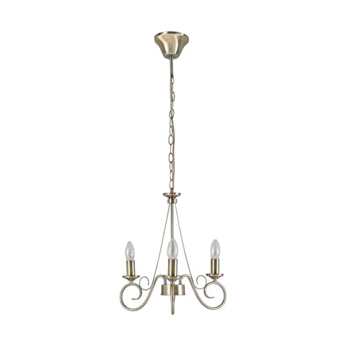 Lindby Lustre Marnia à intensité variable (Antique, Classic) en Bronze Métal e. a. pour Salon & Salle manger (à 3 lampes E14) Suspension suspension lustre...
