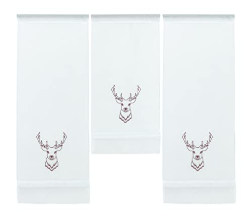 Design Mini Flächenvorhang Set Bestickt Hirsch| 4056-01 | 3 Teile |...
