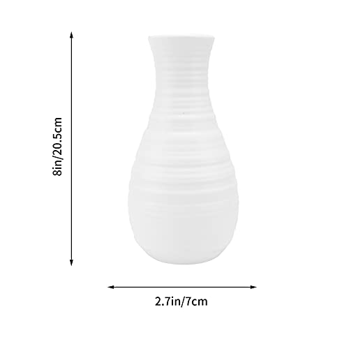 Yardwe 2Pcs Plastic Vases Unbreakable White Vase Ceramic Look Plastic Vase For Flowers Table Centerpieces Living Room Wedding Decor (2.7 X 8 Inch) #TOP2