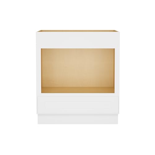 Image of Furinno Shaker Microwave Base Kitchen Cabinet, Ready to Assemble, 24 D x 30 W x 34.5 H, White