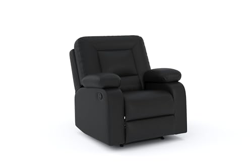 Image of Amazon Brand - Solimo Elysium | Single Seater Sofa Recliner | Manual Recliner (Leatherette Black)