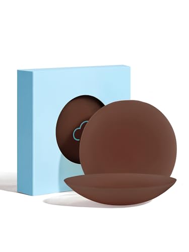 Image of LUCKMEEY Nipple Covers for Women, Ultra-Thin Reusable Silicone Pasties | Adhesive, waterproof silicone covers with tapered edges and travel case; two sizes designed for AA-E cups
