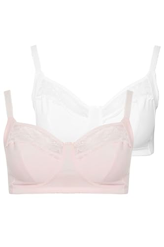 Image of Yourset 2 Pack Curve Cotton Lace Trim Non-Padded Non-Wired Bralette - Women's - Plus Size Curve Pink