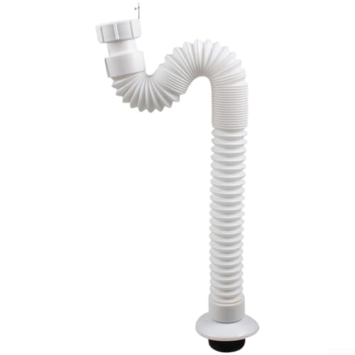 Tubo de drenaje para fregadero con capa exterior de PVC y soporte de polipropileno con rosca de 39 mm y rango de extensión de 320 mm a 800 mm