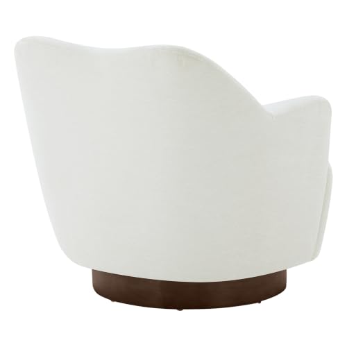 Image of KISLOT Swivel Accent Chair Set of 2,Upholstered Barrel Chair with Curves Camel Back Design,Modern Arm Chair with Wooden Base for Living Room Bedroom Reading Waitingroom,Cream White