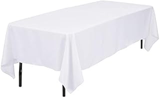 Kapwall 60 x 102Inch 6 Pack White Rectangle Tablecloth Polyester Fabric Table Cloth Cover for Wedding/Banquet/Restaurant/Party