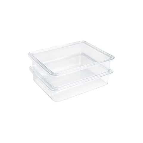 Kitchen Spaces Stackable Fridge Storage Containers, Compact Organizers with Lids for Kitchen and Pantry, Keep Deli Meats and Cheeses Fresh, Clear and Sturdy Food Bins, 2 Pack Cover