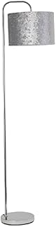 firstchoicelighting Modern Arched Design Floor Light Standing Lamp, Polished Chrome, Grey Crushed Velvet Shade, Height 158cm, LED Compatible